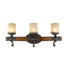  1821-BA3 BI - Madera 3-Light Bath Vanity in Black Iron with Toscano Glass